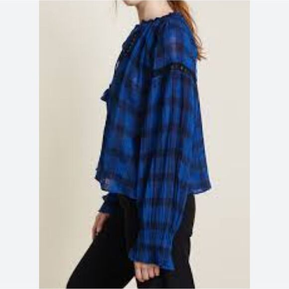 Nwt, free people top, blue plaid pullover - Picture 9 of 9